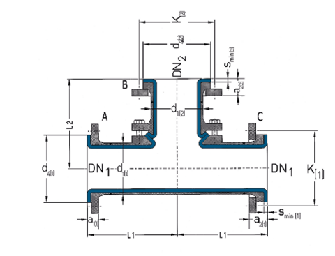  Cross-section of one-piece design with PFA or PP lining