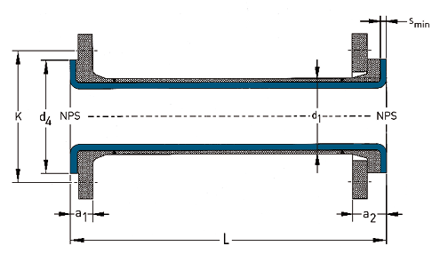 Explosionszeichnung eines ausgekleideten Flanschrohrs CLASS 150 – BAUM Lined Piping